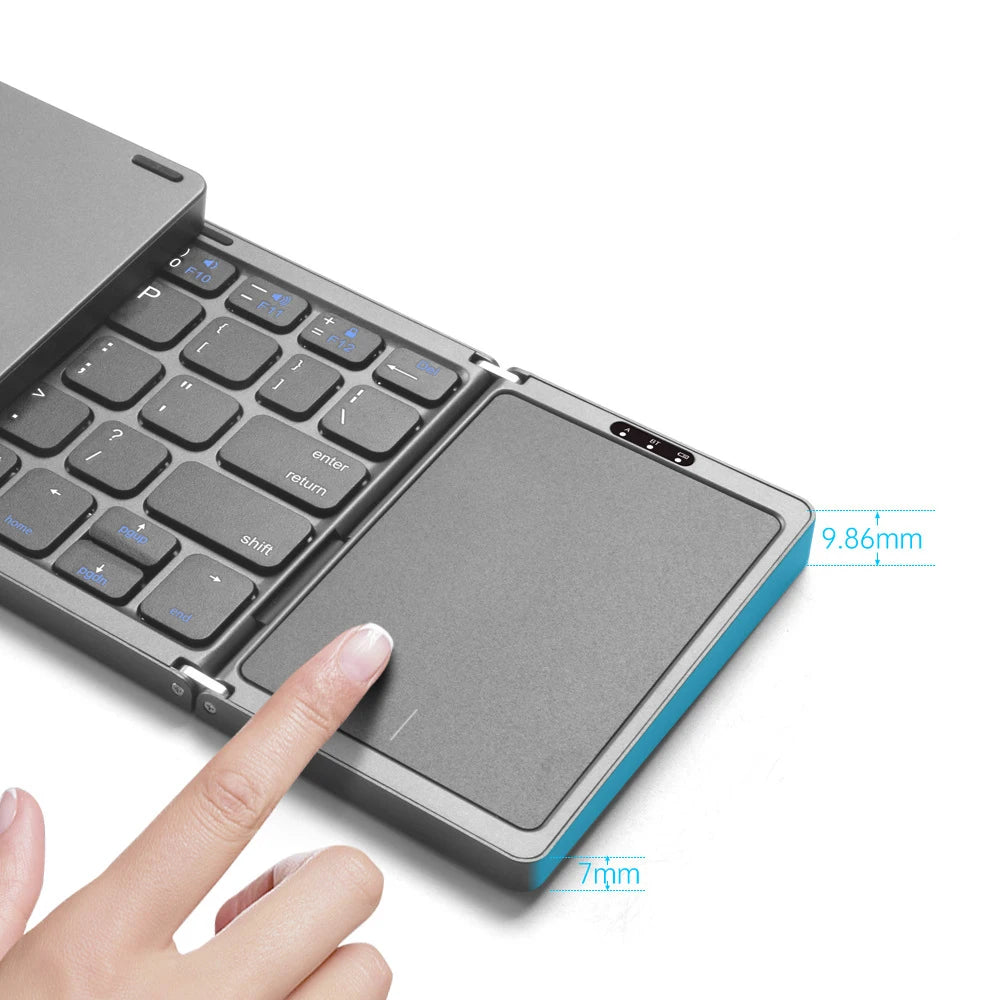 Slim foldable folding wireless keyboard for Android, IOS, laptop, tablet.